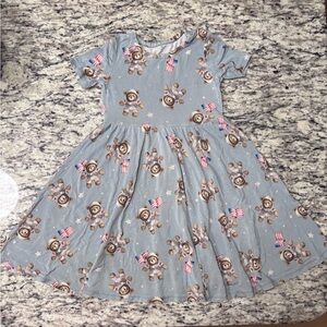 Posh Peanut Blue Dress with Bear and Star Patterns size 3t-4t